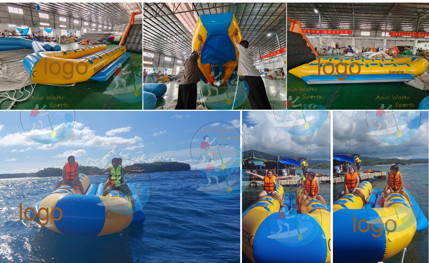 Classic Design 8 Person Portable 0.9mm PVC Tarpaulin Water Sports Inflatable Banana Boat