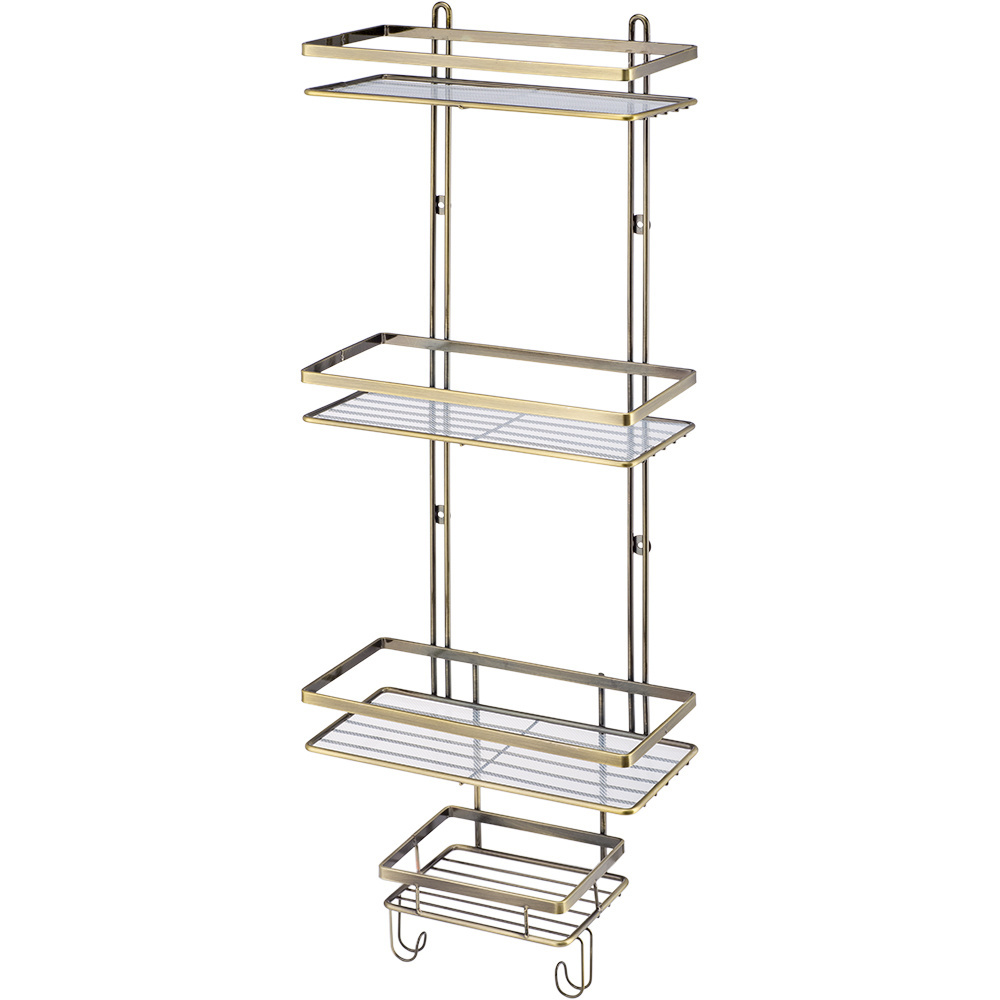 chrome wire 3 tier bathroom shampoo storage shower shelf