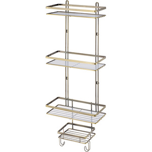 chrome wire 3 tier bathroom shampoo storage shower shelf