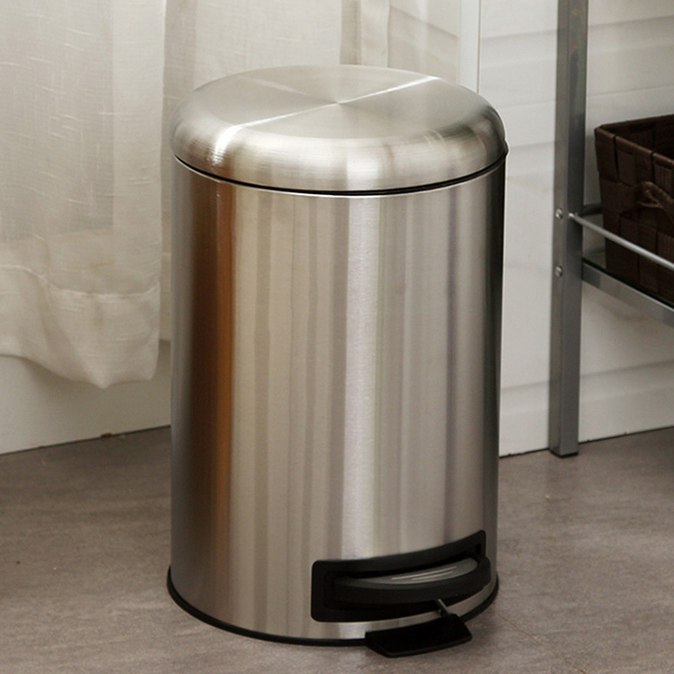 New polishing finishing stainless steel spiral pedal bin trash can waste bin dust bin for indoor3L/5L/12L/20L/30L