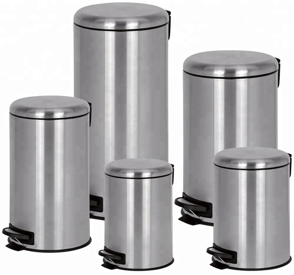 New polishing finishing stainless steel spiral pedal bin trash can waste bin dust bin for indoor3L/5L/12L/20L/30L