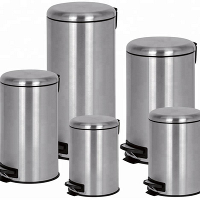 New polishing finishing stainless steel spiral pedal bin trash can waste bin dust bin for indoor3L/5L/12L/20L/30L