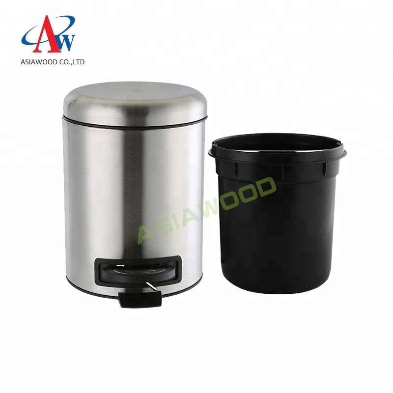 New polishing finishing stainless steel spiral pedal bin trash can waste bin dust bin for indoor3L/5L/12L/20L/30L