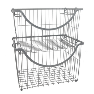 Iron Metal Rack foldable food storage bins with handles  wire basket kitchen wicker basket storage