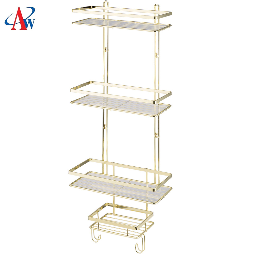 chrome wire 3 tier bathroom shampoo storage shower shelf