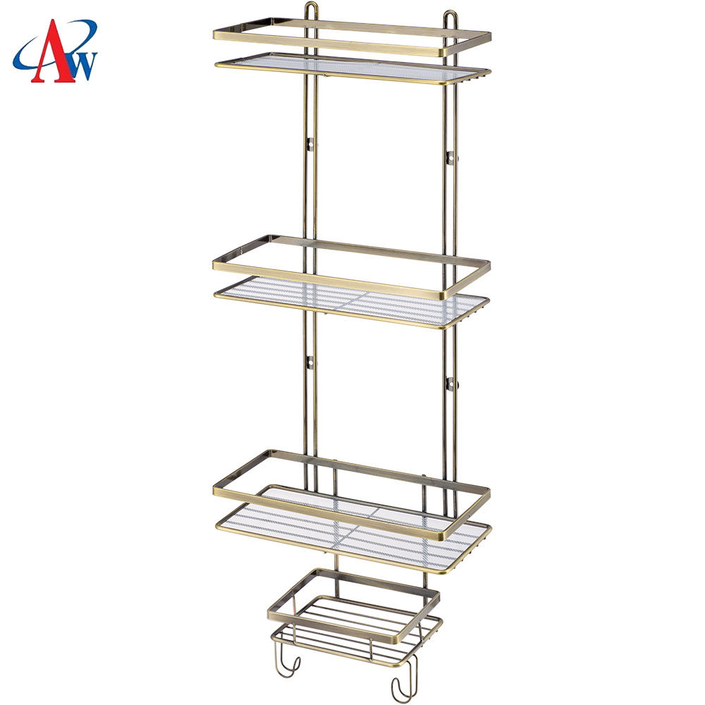 chrome wire 3 tier bathroom shampoo storage shower shelf