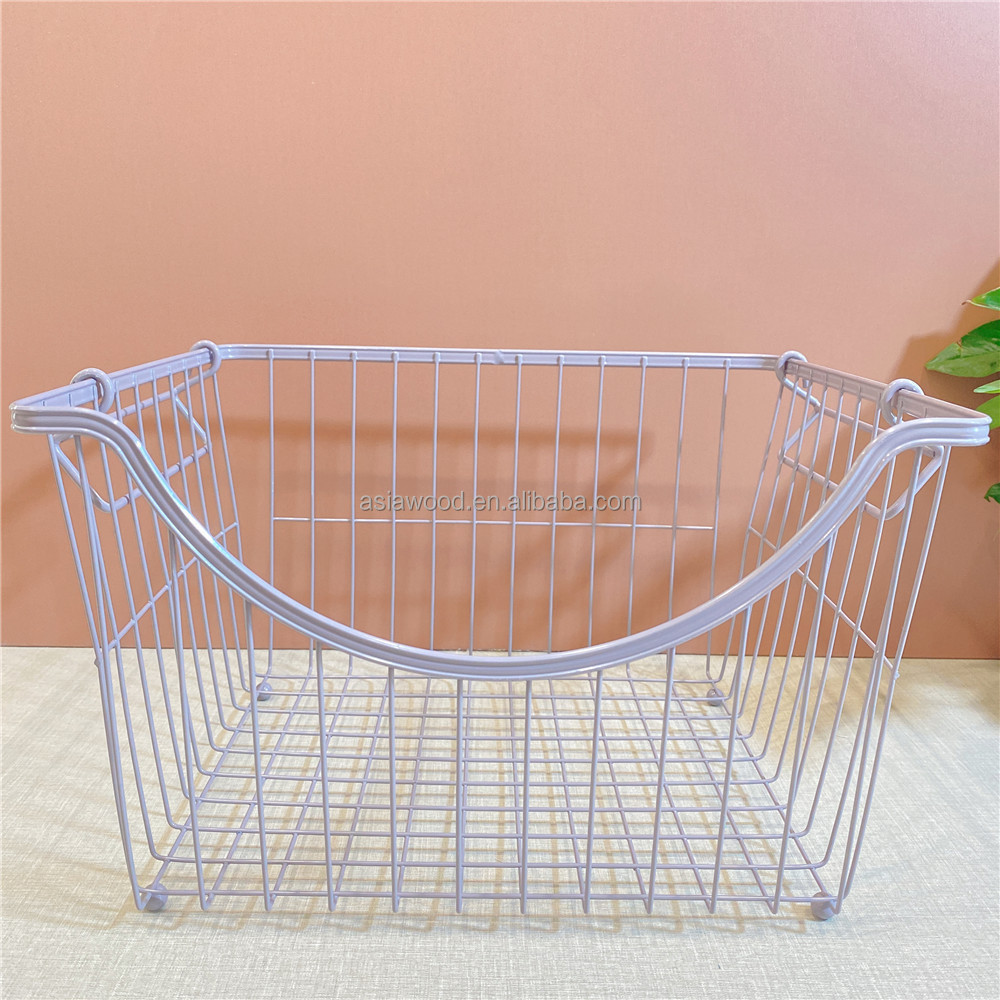 Iron Metal Rack foldable food storage bins with handles  wire basket kitchen wicker basket storage