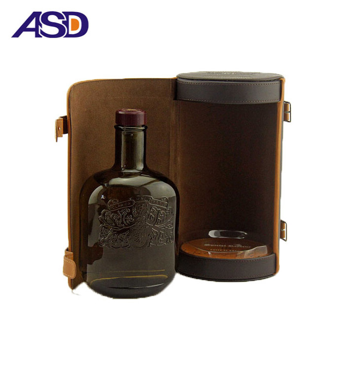 Cylindrical wine boxes high quality pu leather wine gift boxes