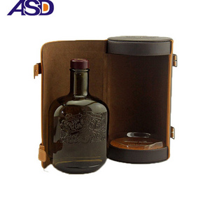 Cylindrical wine boxes high quality pu leather wine gift boxes