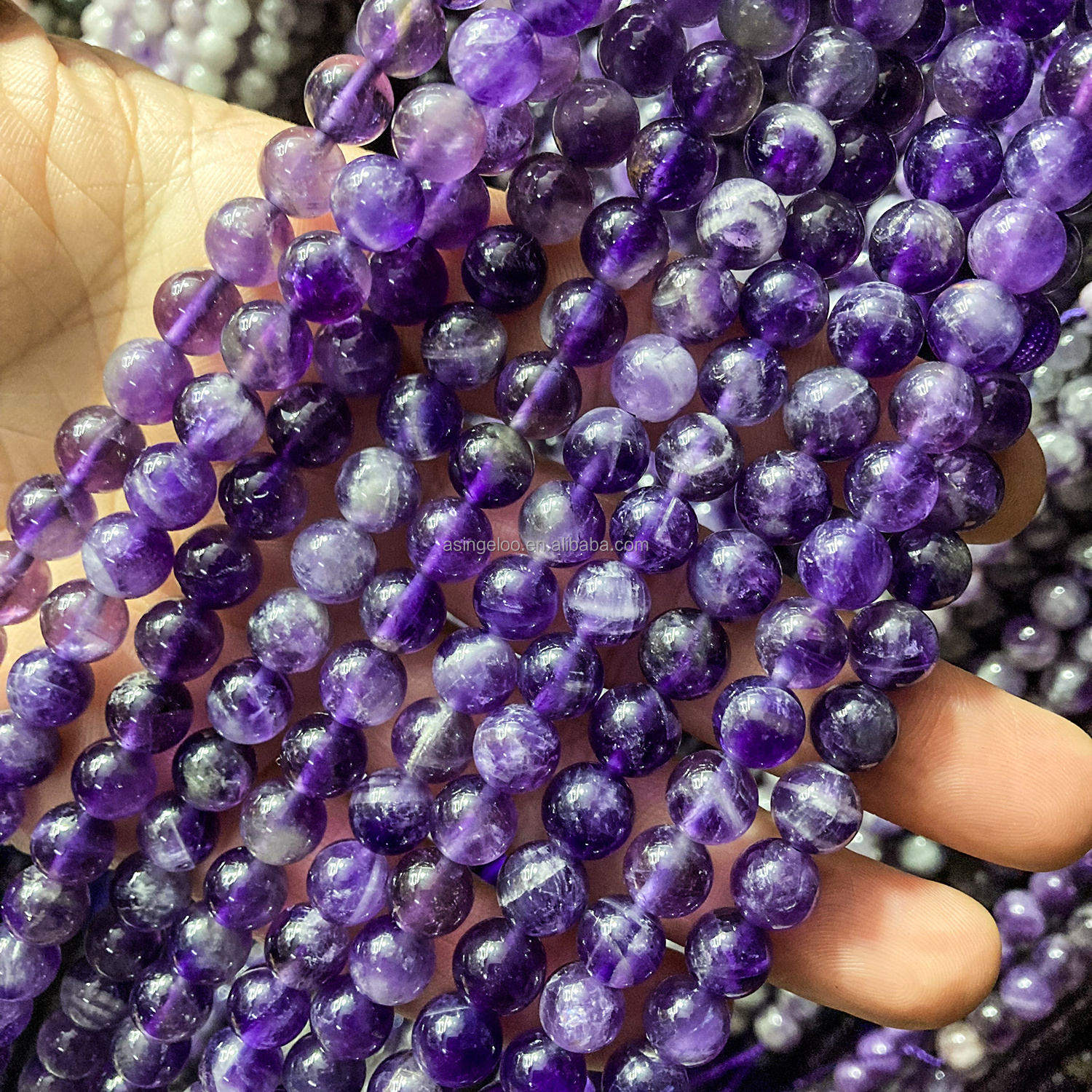 Genuine Natural Purple Amethyst Gemstone Beads for Jewelry Making Smooth Round Stone Loose Beads for Bracelets B-042