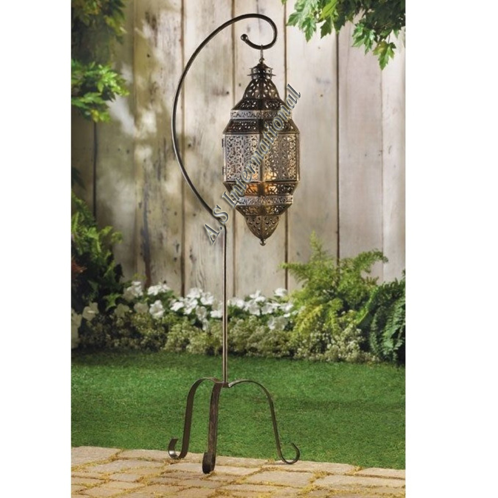 Hot Sale Black Unique Moroccan Metal Antique Candle Lantern Candle Holder Hanging Tea Light for Wedding and Garden Decoration