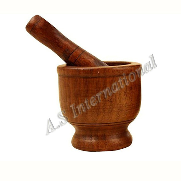 Wholesale Factory Price Bamboo Wood Mortar And Pestle Used To Mash Ginger Garlic Pepper Granite For Kitchen And Hotel Restaurant