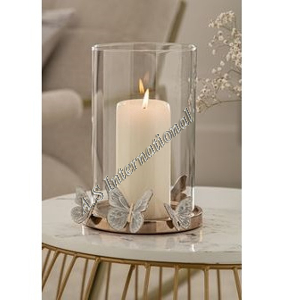 Handcrafted Luxury Custom Silver Metal Pillar Glass Candle Holder Decorate Christmas Wedding Party Table Decoration Centerpieces