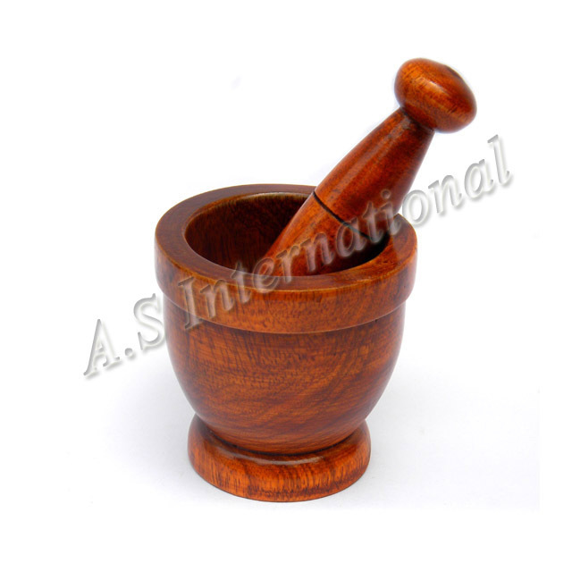 Wholesale Factory Price Bamboo Wood Mortar And Pestle Used To Mash Ginger Garlic Pepper Granite For Kitchen And Hotel Restaurant