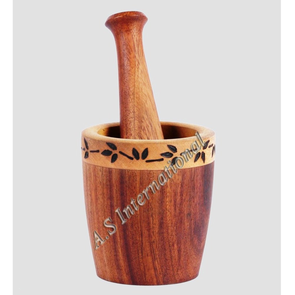 Wholesale Factory Price Bamboo Wood Mortar And Pestle Used To Mash Ginger Garlic Pepper Granite For Kitchen And Hotel Restaurant