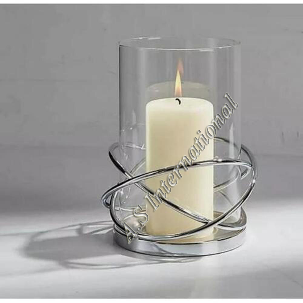 Handcrafted Luxury Custom Silver Metal Pillar Glass Candle Holder Decorate Christmas Wedding Party Table Decoration Centerpieces