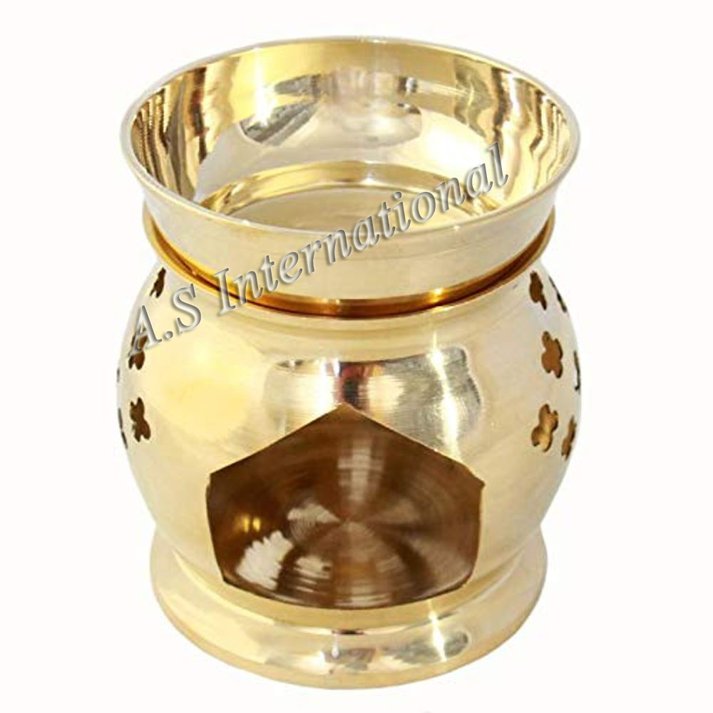 Luxury Incense Brass Pot Tealight & Incense Oil Burner Metal Handmade Brass Finished Essential Oil Burner Aromatherapy Fragrance