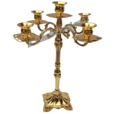 Quality Gold Embossed  Five Arms Candelabra Gold Candelabra 5 Candle With Stylish Design Decorative Candle Lamp/Candle Holder