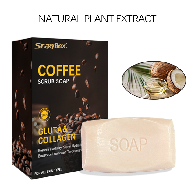 Private Label Starplex Bath Exfoliator Cleaning Gluta Collagen Organic Coffee Body Face Scrub Bar Soap