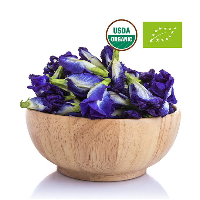 Organic Butterfly Pea Tea USDA & EU Organic Certified Premium Herbal Organic Tea Wholesale From Thailand Butterfly Pea Flower