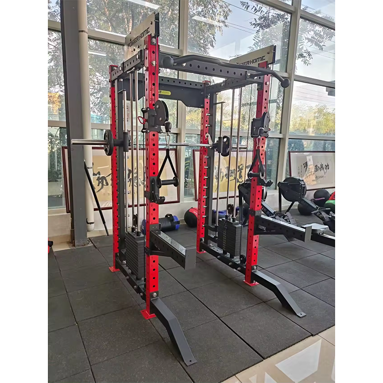 Commercial gym equipment power cage heave duty dual cable crossover squat rack multifunction home smith machine