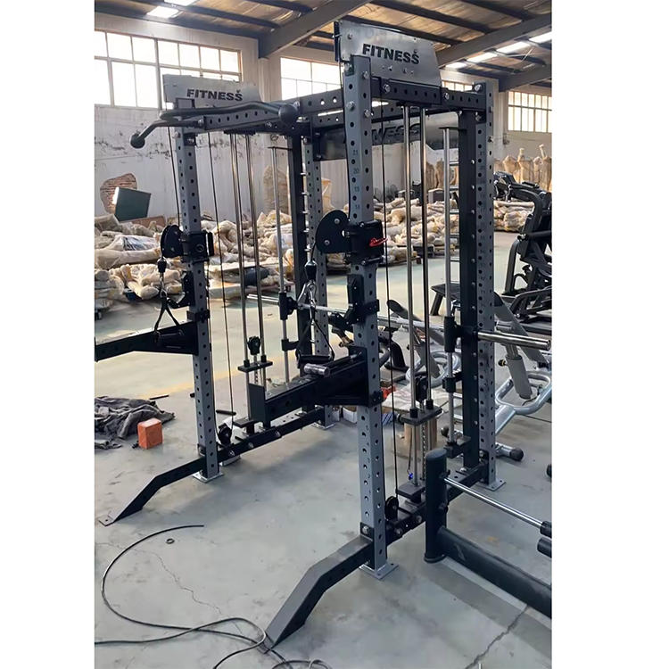 Commercial gym equipment power cage heave duty dual cable crossover squat rack multifunction home smith machine