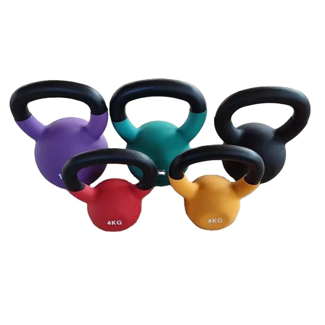 Gym accessories wholesale weight kettle bell Spray paint kettle bell P026 Painted Cast Iron Kettlebell Set with Grips