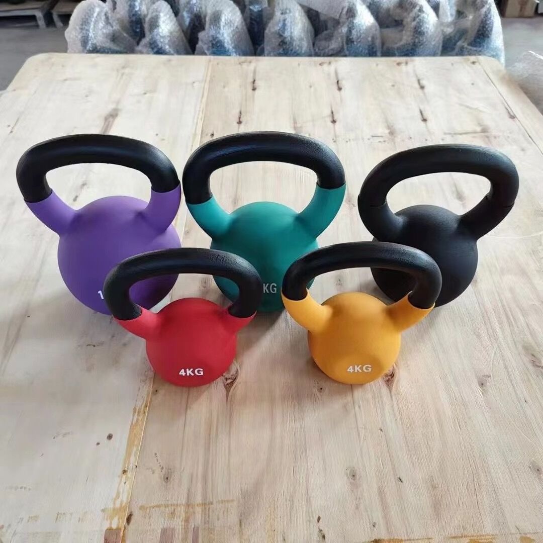 Gym accessories wholesale weight kettle bell Spray paint kettle bell P026 Painted Cast Iron Kettlebell Set with Grips