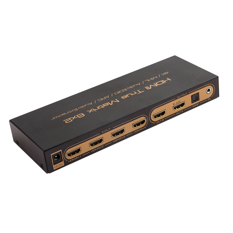 ASK OEM Manufactory in Stock Audio PIP 1080P 4K ARC HDCP HDMI Switch 6x2 HDMI Splitter 6x2 Audio Extractor  HDMI Matrix Switcher