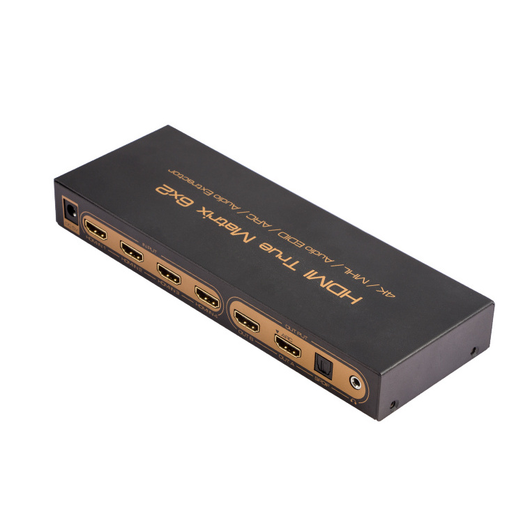 ASK OEM Manufactory in Stock Audio PIP 1080P 4K ARC HDCP HDMI Switch 6x2 HDMI Splitter 6x2 Audio Extractor  HDMI Matrix Switcher