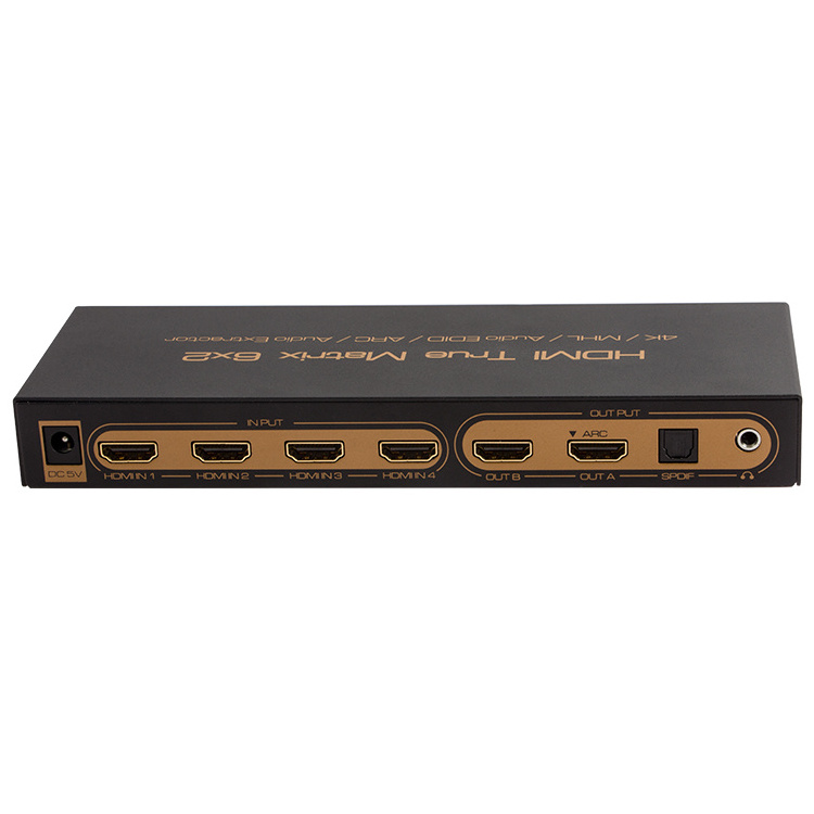 ASK OEM Manufactory in Stock Audio PIP 1080P 4K ARC HDCP HDMI Switch 6x2 HDMI Splitter 6x2 Audio Extractor  HDMI Matrix Switcher