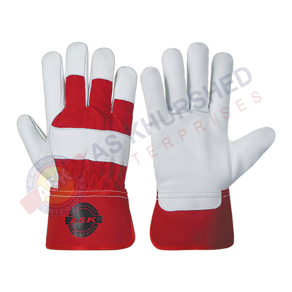 Gloves Canadian Rigger Leather Work Gloves Cow Split Premium Leather Anti Cut Working Safety Gloves Red