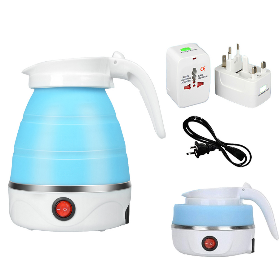 Food Grade Silicone Collapsible Portable Tea Kettle Boil Dry Protection Dual Voltage and Separable Power Cord