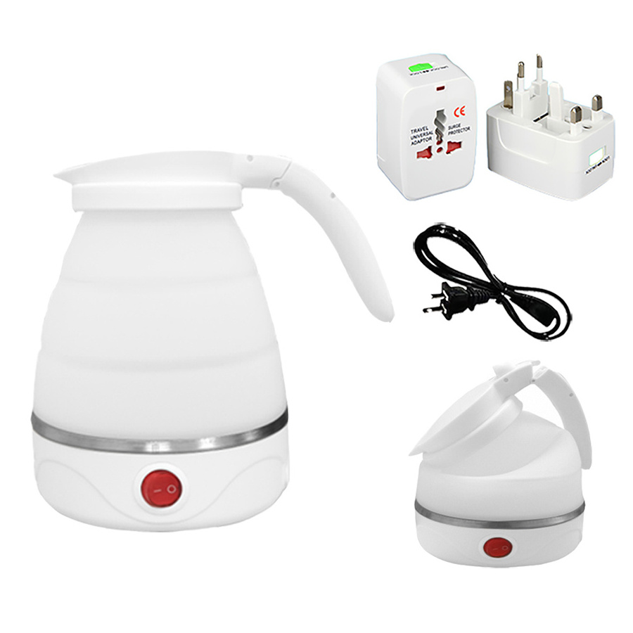 1.2L Portable Foldable Electric Travel Silicone Kettle Collapsible Water Boiler for Camping with Detachable Power Cord