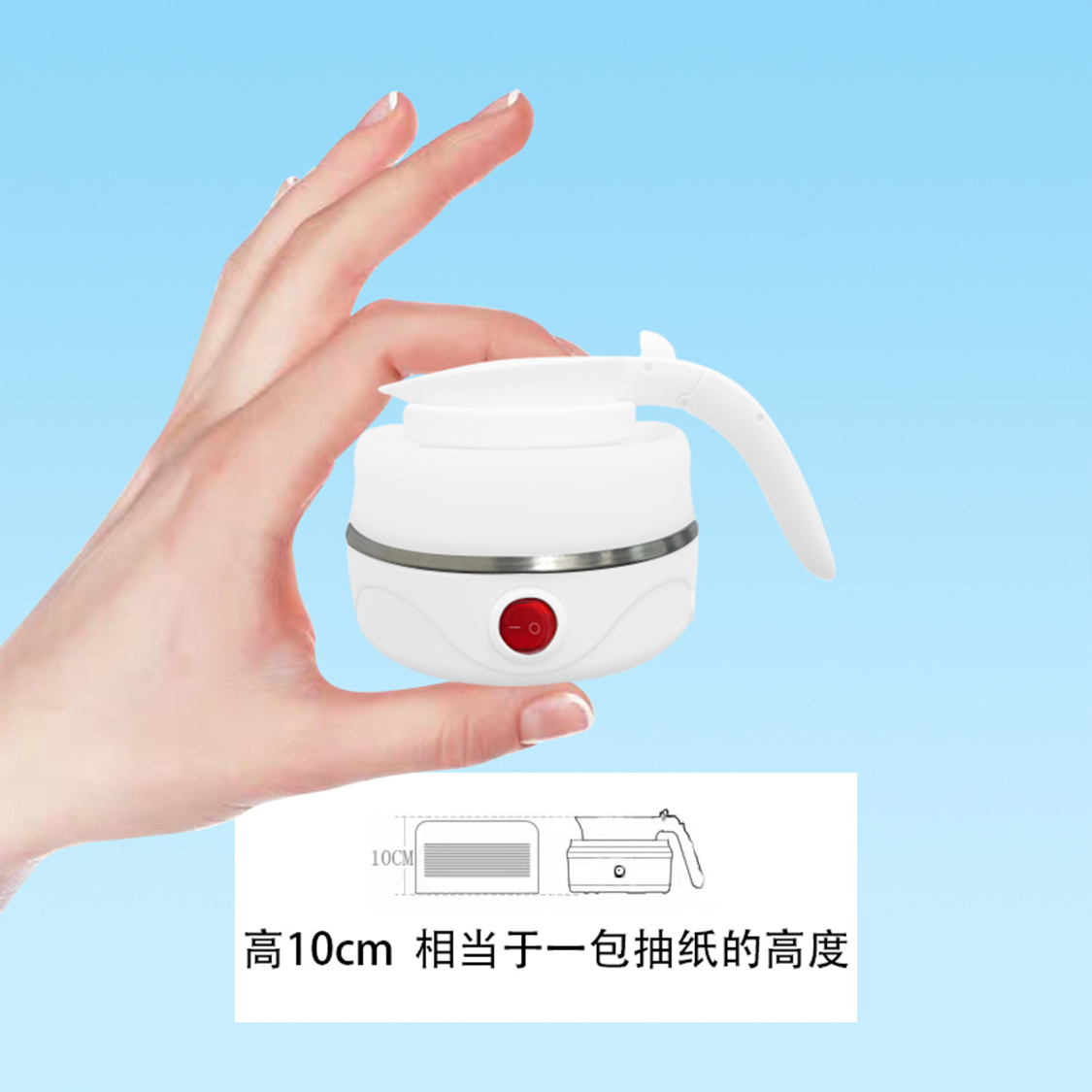 Customized Food Grade Silicone Folding Outdoor Kettle Foldable Electric Tea Travel Kettle with Folding Handle