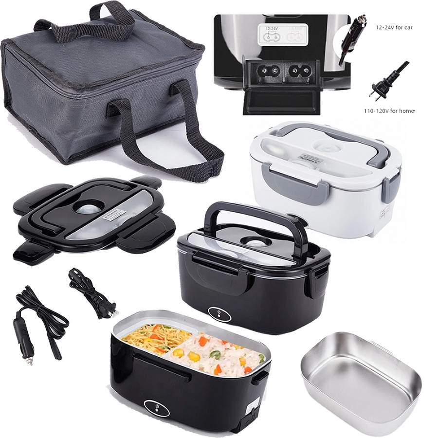 12V 24V 110V Electric Heated Stainless-Steel Lunchbox Portable Large Food Warmer for Adult