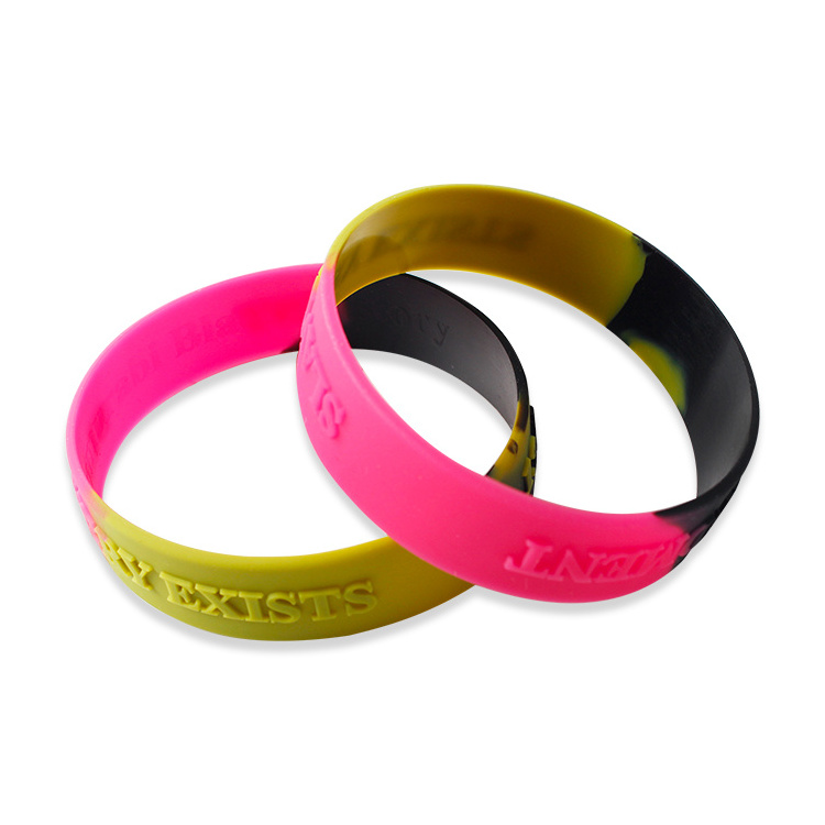 Customization filling Injected Ink Rubber Wrist Band Bracelet Custom Logo Silicone Wristband for Promotional Gifts