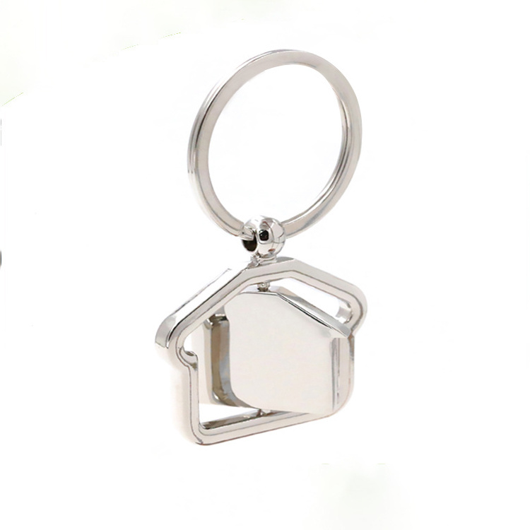 Wholesales Custom House Shaped Luxury Metal Key chain Rotating Spinning Gift Keychain