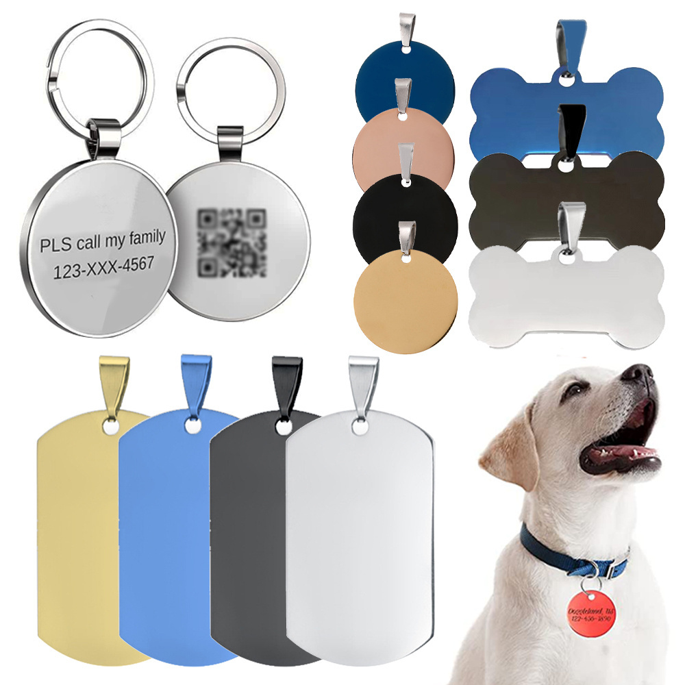 Wholesale Engraved Enamel Bulk Cheap Personalized Stainless Steel Metal Round Blank Collar Id Name Brass Pet Customized Dog Tag