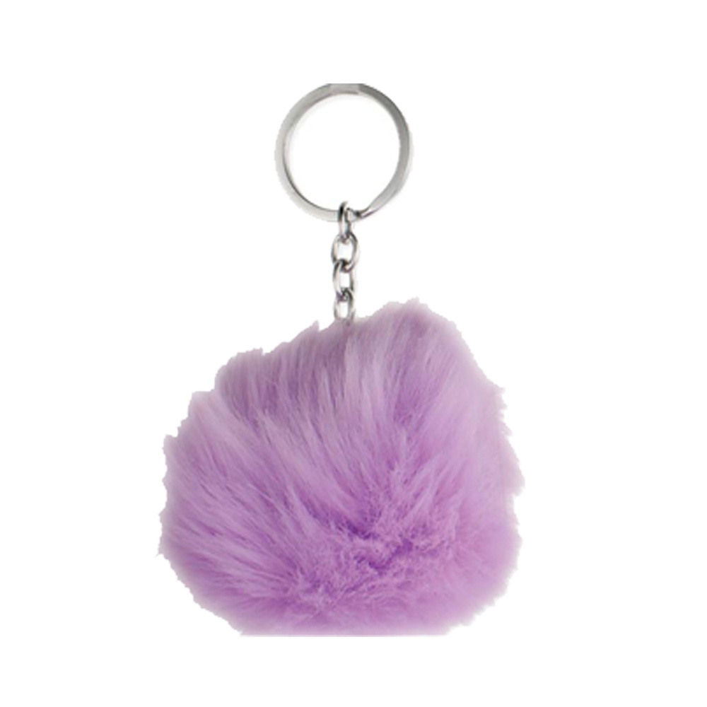 Customizable Small Rainbow Pink Cute Faux Fur Mini Pompom Ball Key Chain Heart Pom Pom Keychain