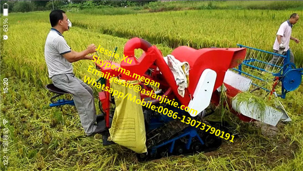 Made in China crawler type mini rice paddy and wheat combine harvester for sale