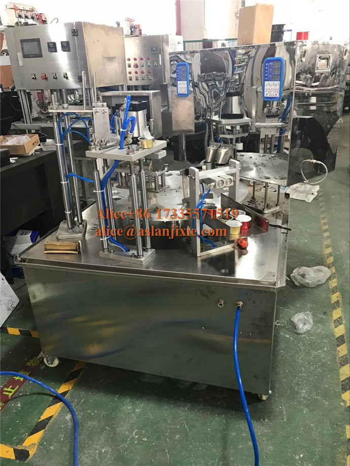 automatic small cup ketchup filler sealer/honey syrup bowl filling machine/yoghurt fruit pulps tray sealing packing machine