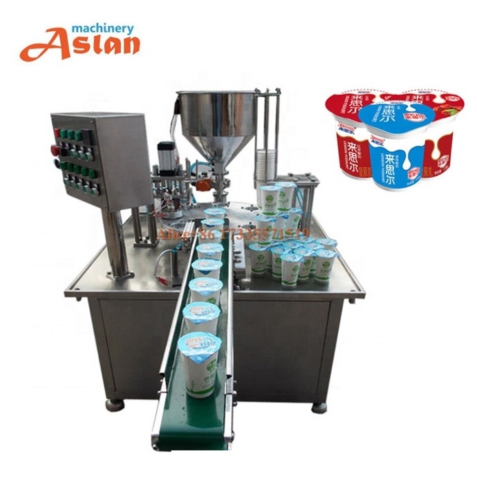 automatic small cup ketchup filler sealer/honey syrup bowl filling machine/yoghurt fruit pulps tray sealing packing machine