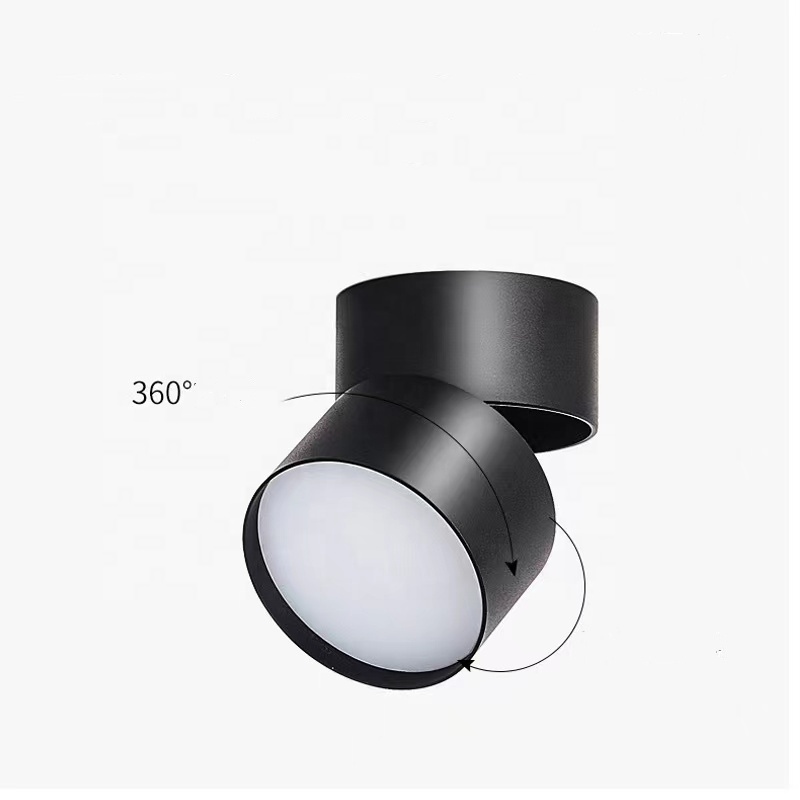 360 Rotated High-end Die-casting Aluminum Cylinder Surface Mounted COB Led Spotlight