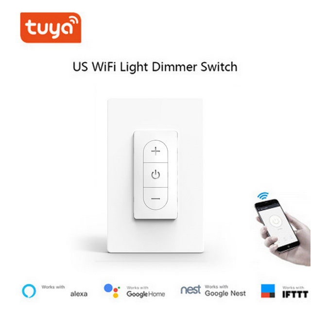 Futuristic Design US AU Tuya Alexa Google Voice Remote Control Physical Button Smart LED WiFi Dimmer Light Wall Switches