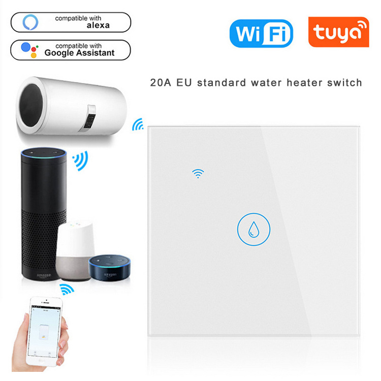 OEM 20A Touch Panel Smart WiFi Wall Switches Tuya App Alexa Google Home Voice Control On Off UK EU Smart Air Conditioner Switch