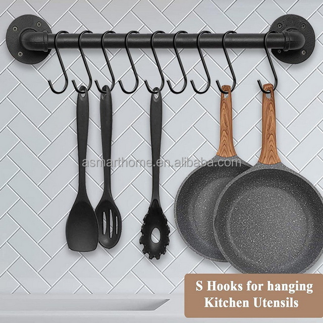 Amazon Hot Sale Black Steel S Shaped Hooks for Hanging Pans Pots Plants Bags Towels Kitchen Hanger Utility Heavy Duty S Hooks