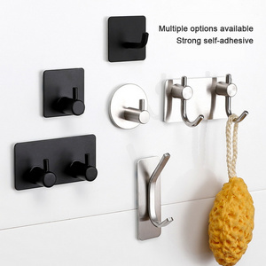 OEM ODM Kitchen Bathroom Home Adhesive Hooks Heavy Duty Wall Hangers Hooks Waterproof Stainless Steel Stick on Hanging Hooks