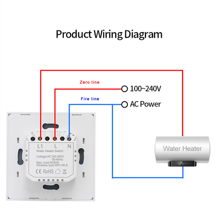 OEM 20A Touch Panel Smart WiFi Wall Switches Tuya App Alexa Google Home Voice Control On Off UK EU Smart Air Conditioner Switch