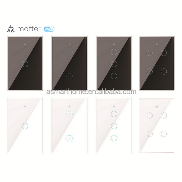 OEM ODM New Matter 1.0 Smart Home US 1 2 3 4 Gang Light Switch Homekit Alexa Google WiFi Voice Remote Smart Matter Light Switch